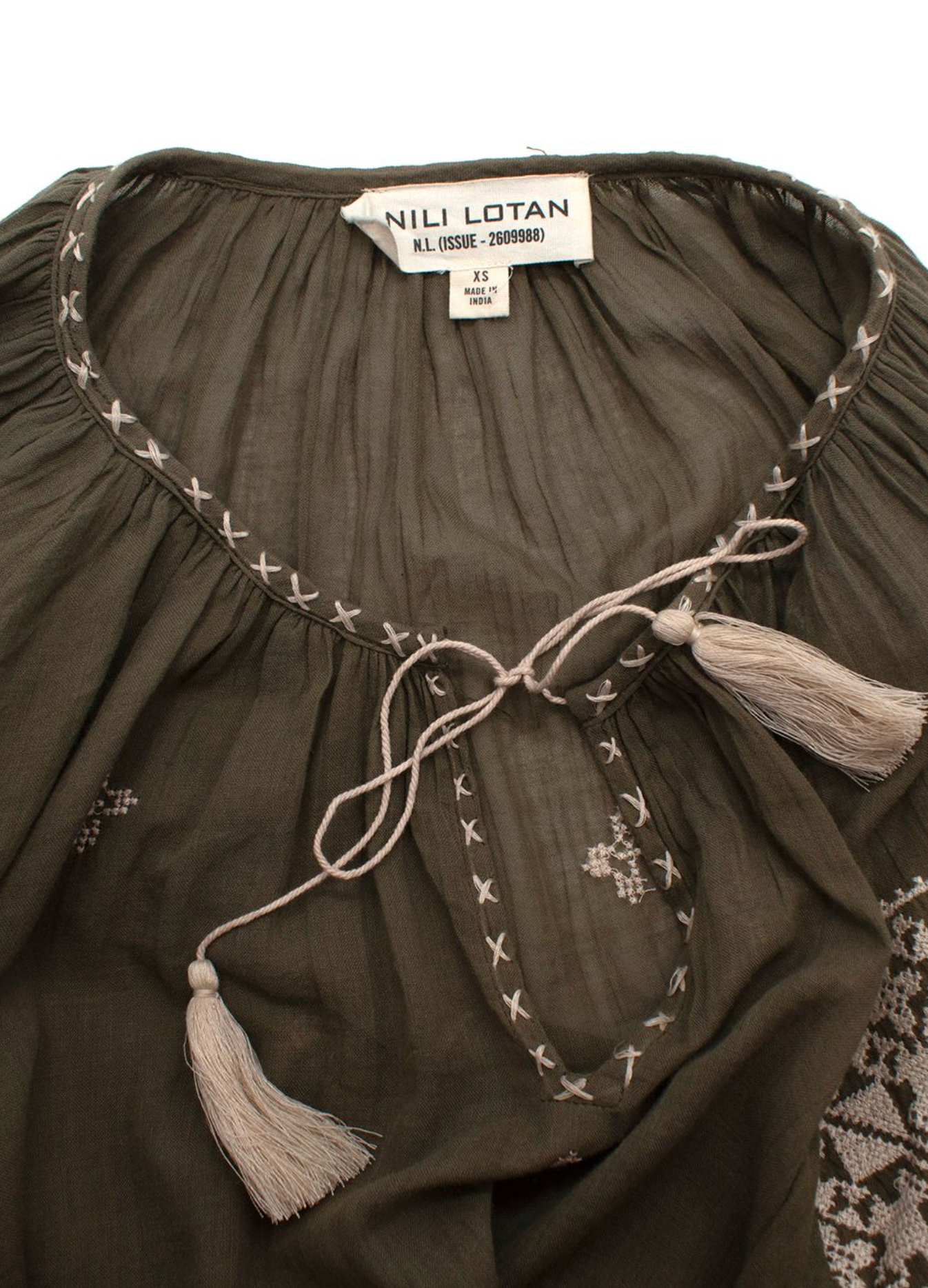 Nili Lotan Khaki Cotton Blouse