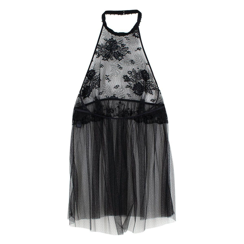 Black Tulle & Lace Sheer Halterneck Camisole
