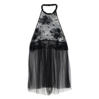 Black Tulle & Lace Sheer Halterneck Camisole