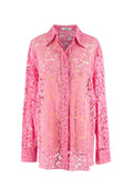 Valentino Bubblegum Pink Floral Lace Shirt