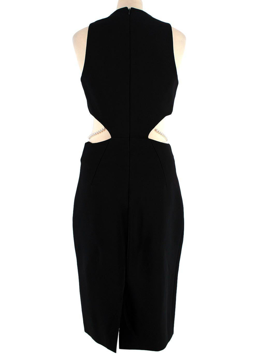 Faux Pearl Trimmed Cut-out Dress