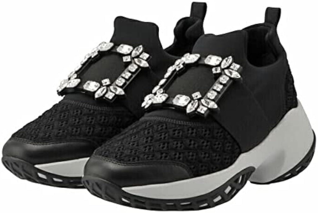 Roger Vivier Crystal Embellished Buckle SlipOn Sneakers