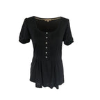 Burberry Black Pintuck Button Detail T-Shirt