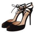 Gianvito Rossi Black Suede Wrap Around Heels