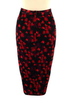 Givenchy Red and Black Floral Ruched Fitted Skirt