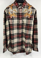 Gucci  Embroidered Tartan Flannel Shirt