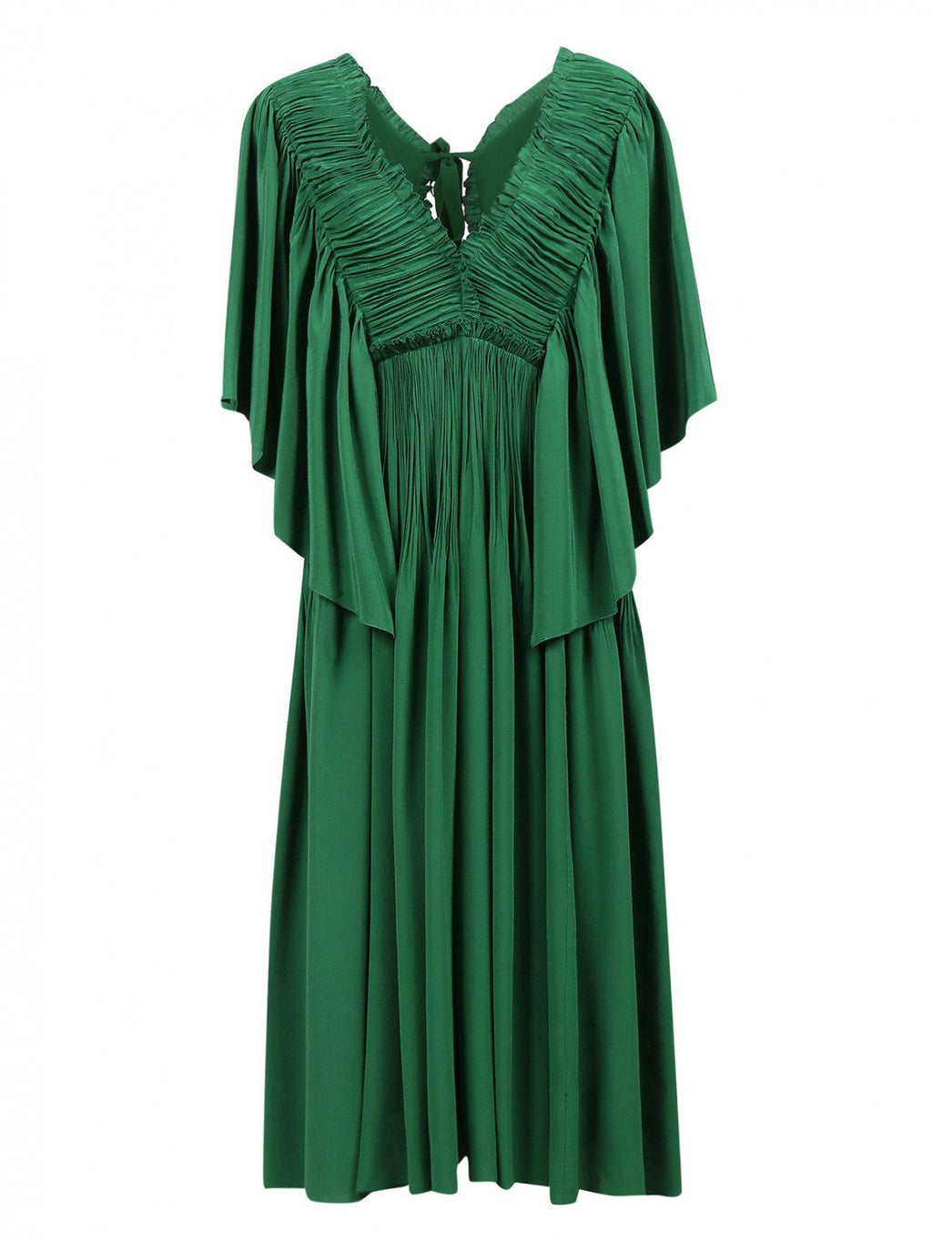 Rochas Green Pleated Open Back Dress