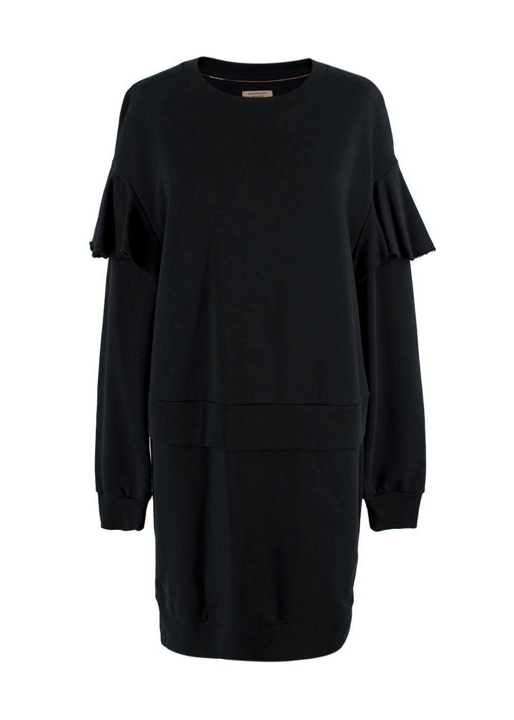 Burberry Black Ruffled Layered Sweatshirt Dress