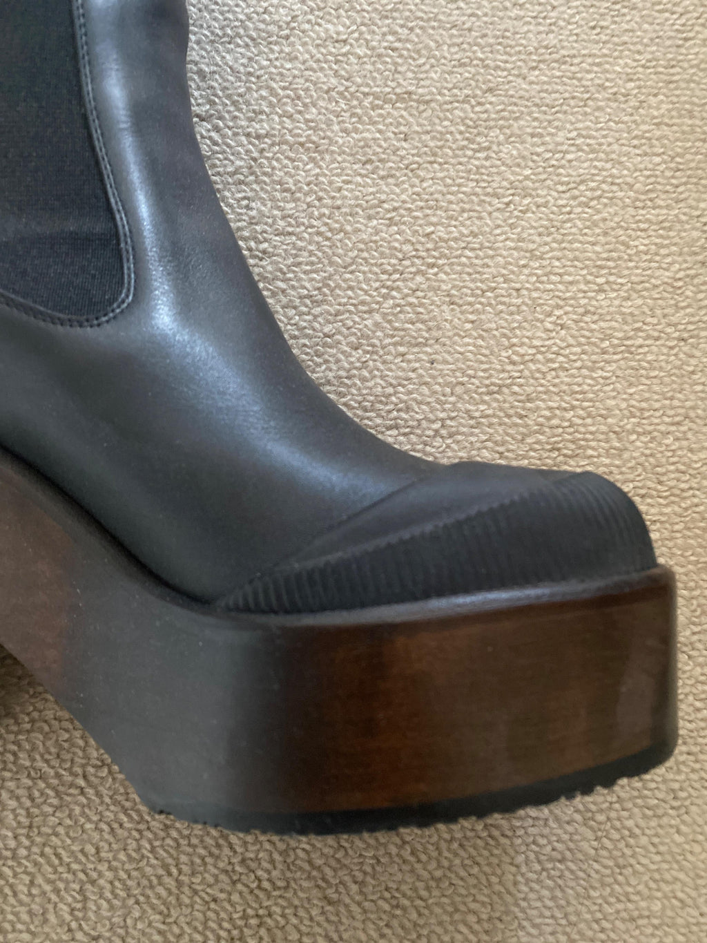 Ianna Black Leather Platform Knee Boots