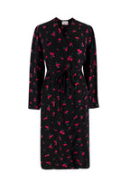 HVN Julia Black Cherry Wrap Dress