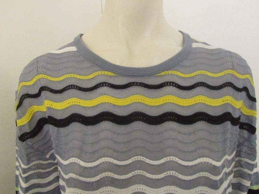 M Missoni Textured Crochet Knit Wave Stripe Top