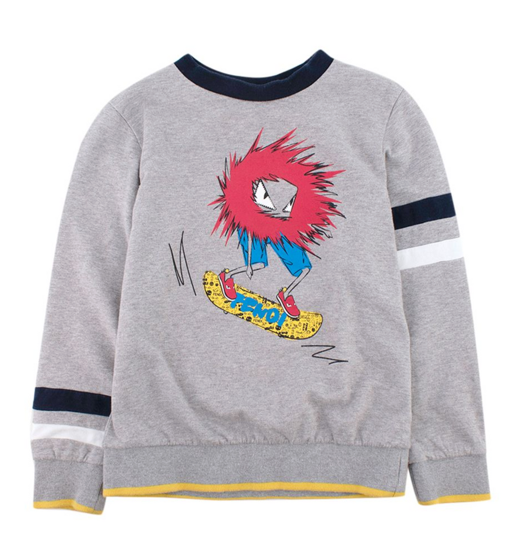 Fendi Kids 5Y Grey Monster Sweatshirt