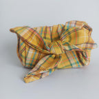 Yellow Nane Knotted Plaid Barrel Bag