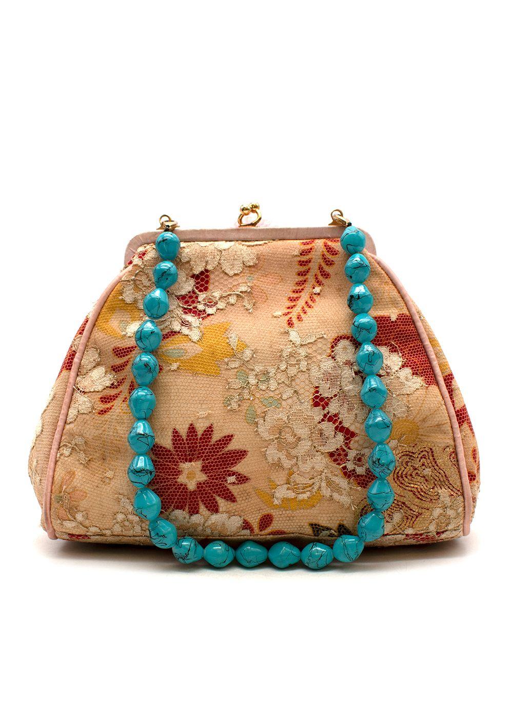 Vintage Embellished Cream Lace Handbag