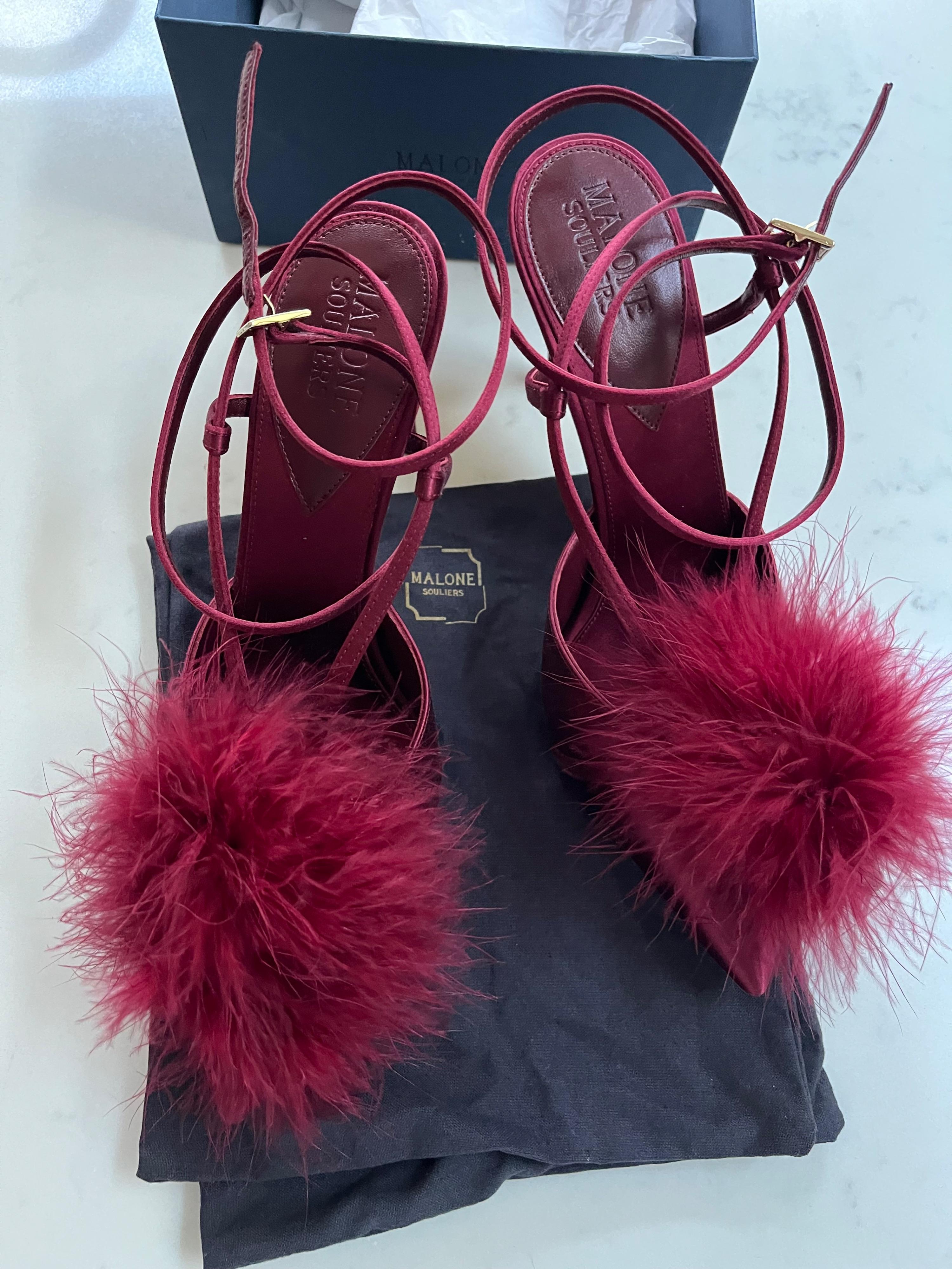 Malone Souliers Rafaela Red Pompom Sandals