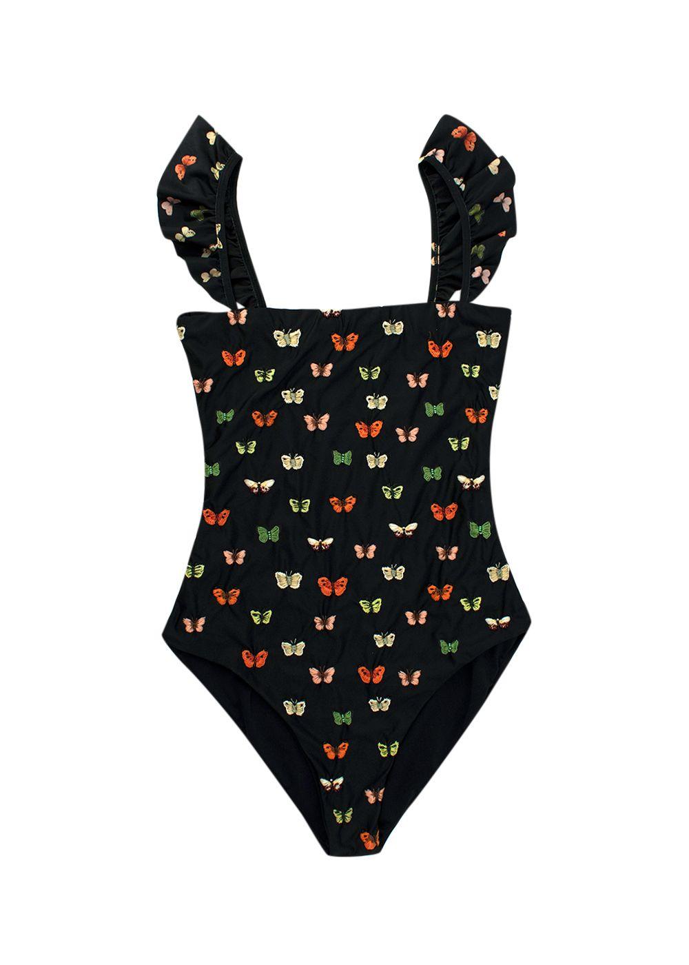 Agua by Agua Bendita Butterfly Embroidered One Piece Bathing Suit
