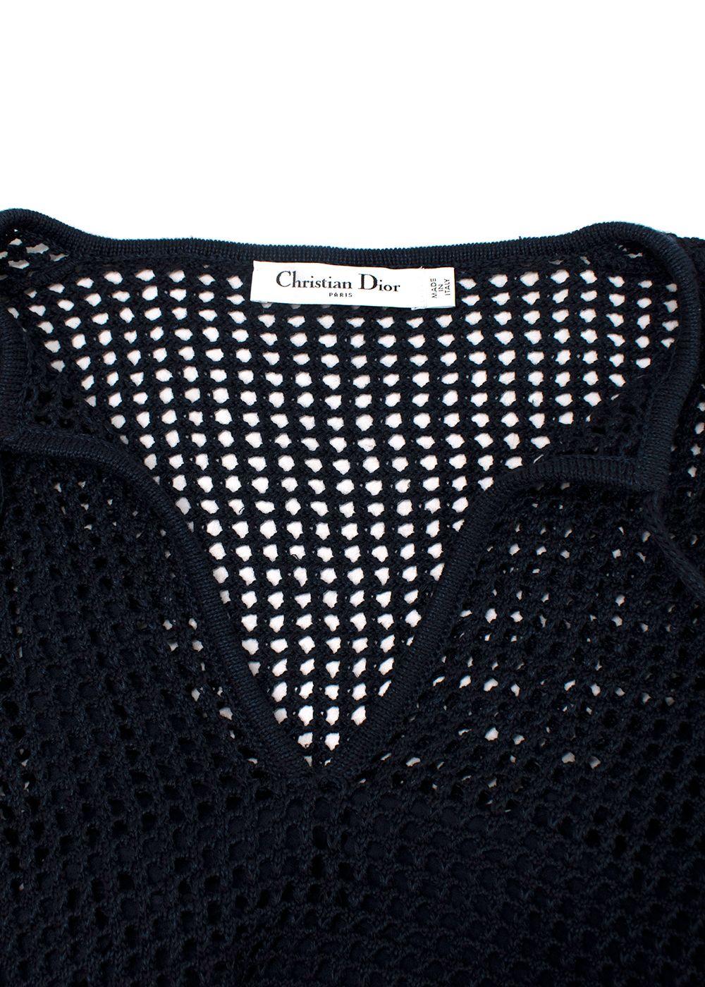 Dior Navy Blue Linen Blend Knitted Tassel Jumper