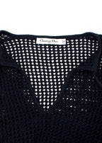 Dior Navy Blue Linen Blend Knitted Tassel Jumper
