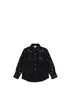Charcoal Grey Denim Shirt With  Cactus Embroidery