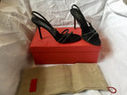 Valentino Garavani black satin crystal embellished heeled sandals