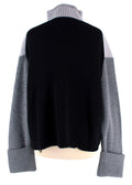 Victoria Beckham Grey Tricolour High Neck Wool Jumper