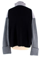 Victoria Beckham Grey Tricolour High Neck Wool Jumper