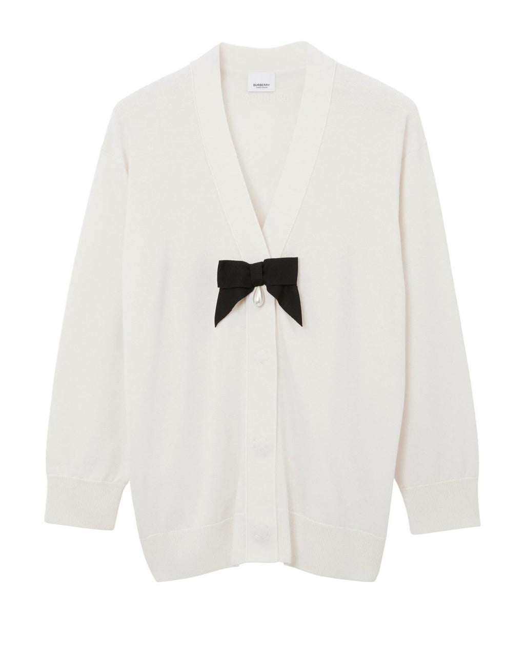 Burberry White  Bow and Pearl Detail Cardigan