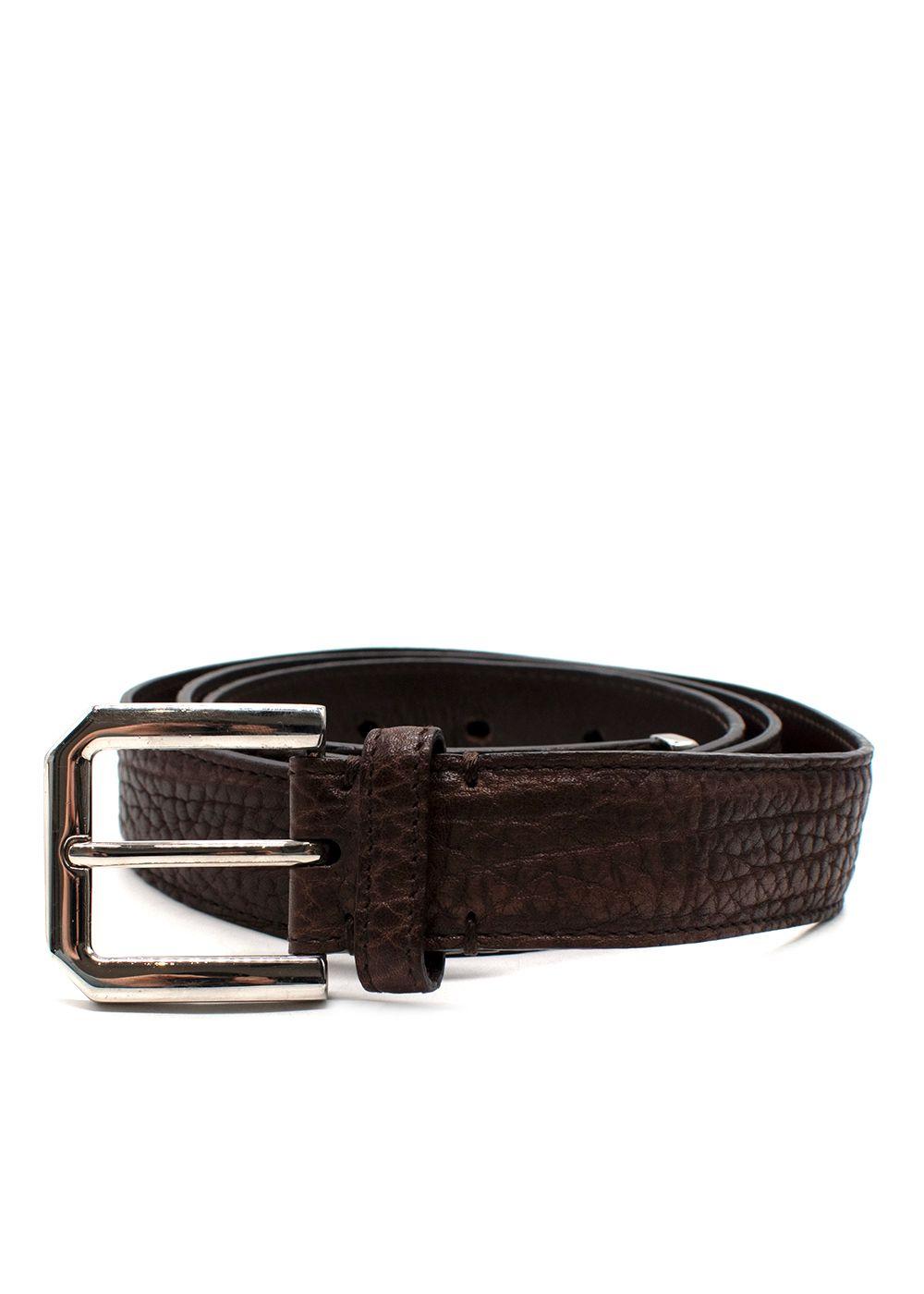 Brunello Cucinelli Brown Embossed Leather Belt Size 95