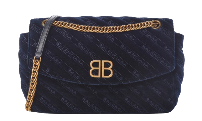 Balenciaga Blue Velvet Matelasse Shoulder Bag