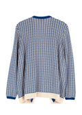 Chanel Blue and White Cotton Blend Tweed Open Cardigan