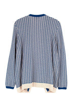 Chanel Blue and White Cotton Blend Tweed Open Cardigan