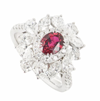 White Gold Ruby & Diamond Dress Ring - size 52