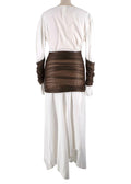 Loewe White and Brown Distressed Hem Midi Dress