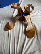 Stuart Weitzman Tan Suede Block Heeled Sandals
