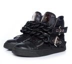Giuseppe Zanotti Black Double Chain Leather High Top Sneakers