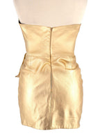 Dundas Strapless Ruched Metallic Leather Dress