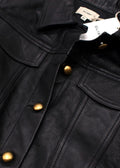 DL 1961 Black Obsidian Vika Leather Trucker Jacket