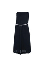 Black Strapless Faux Pearl Belt Detail Dress