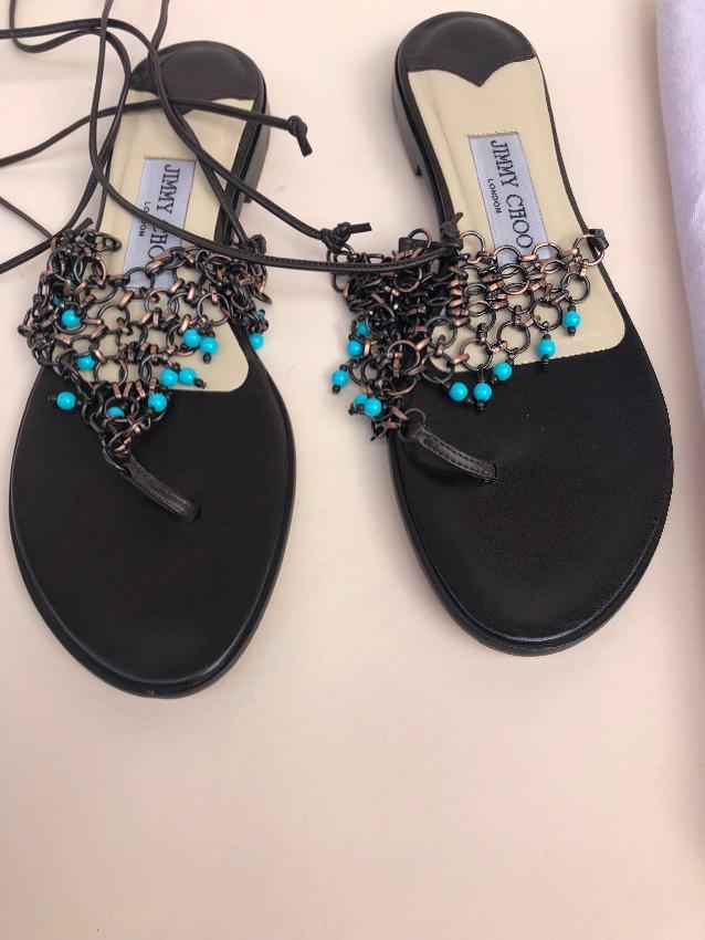 Jimmy Choo beaded mesh lace-up sandals