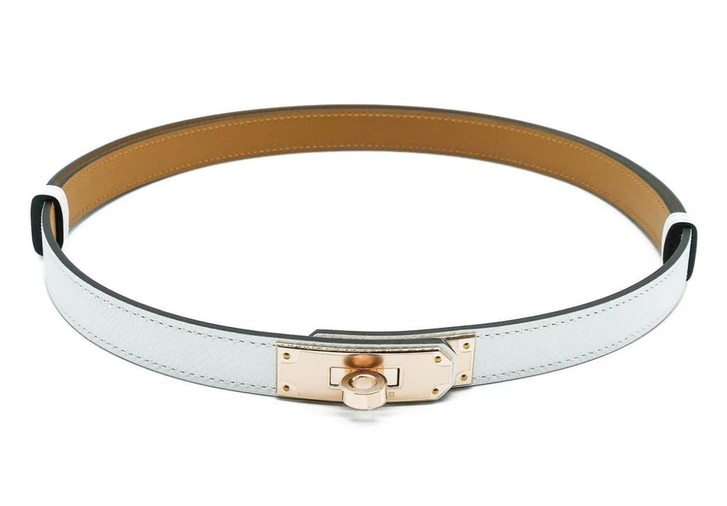 Hermes Kelly 18 Belt in White/ Gold Epsom Leather with Gold Hardware