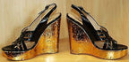 Yves Saint Laurent gold wedge sandals