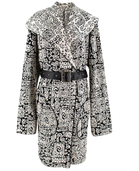 Celine Runway Black and Cream Runway Belted Coat