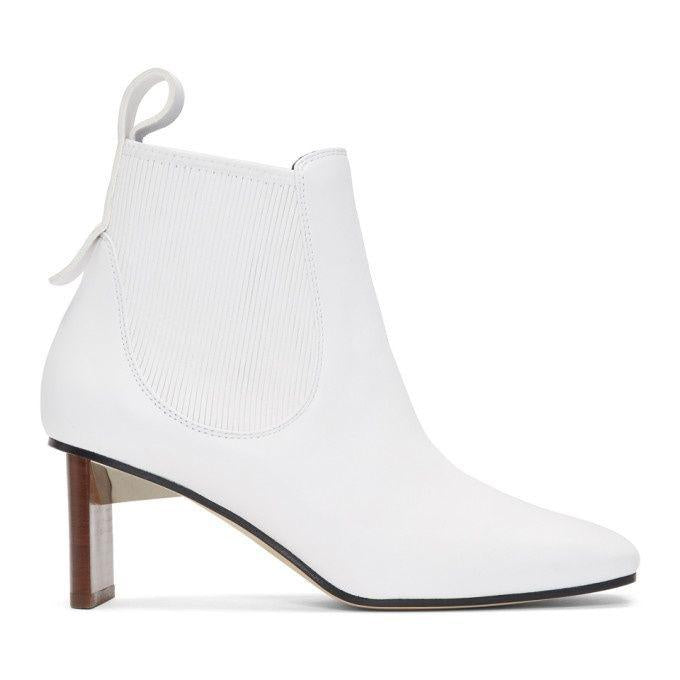 Loewe White Leather Blade Heel Ankle Boots