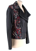 Black Leather Studded Jacket With Paint Splatter Effect