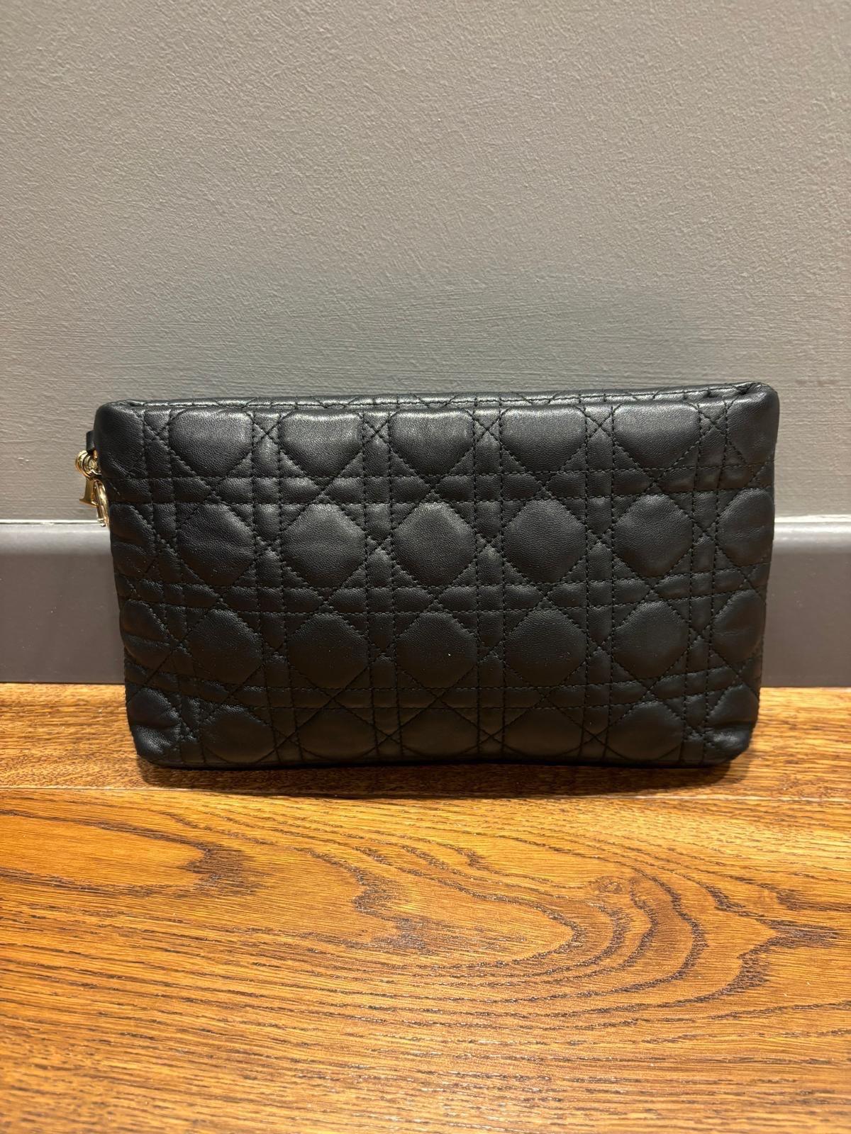 Dior Black Cannage  Leather Pouch