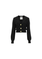 Black Cashmere & Wool Teddy Button Cardigan