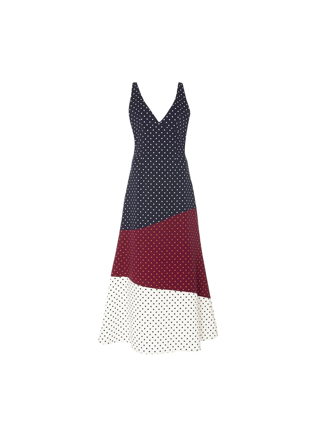 Colourblock Polka Dot Midi Dress