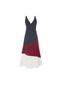 Colourblock Polka Dot Midi Dress