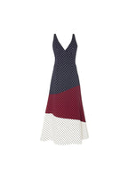 Colourblock Polka Dot Midi Dress