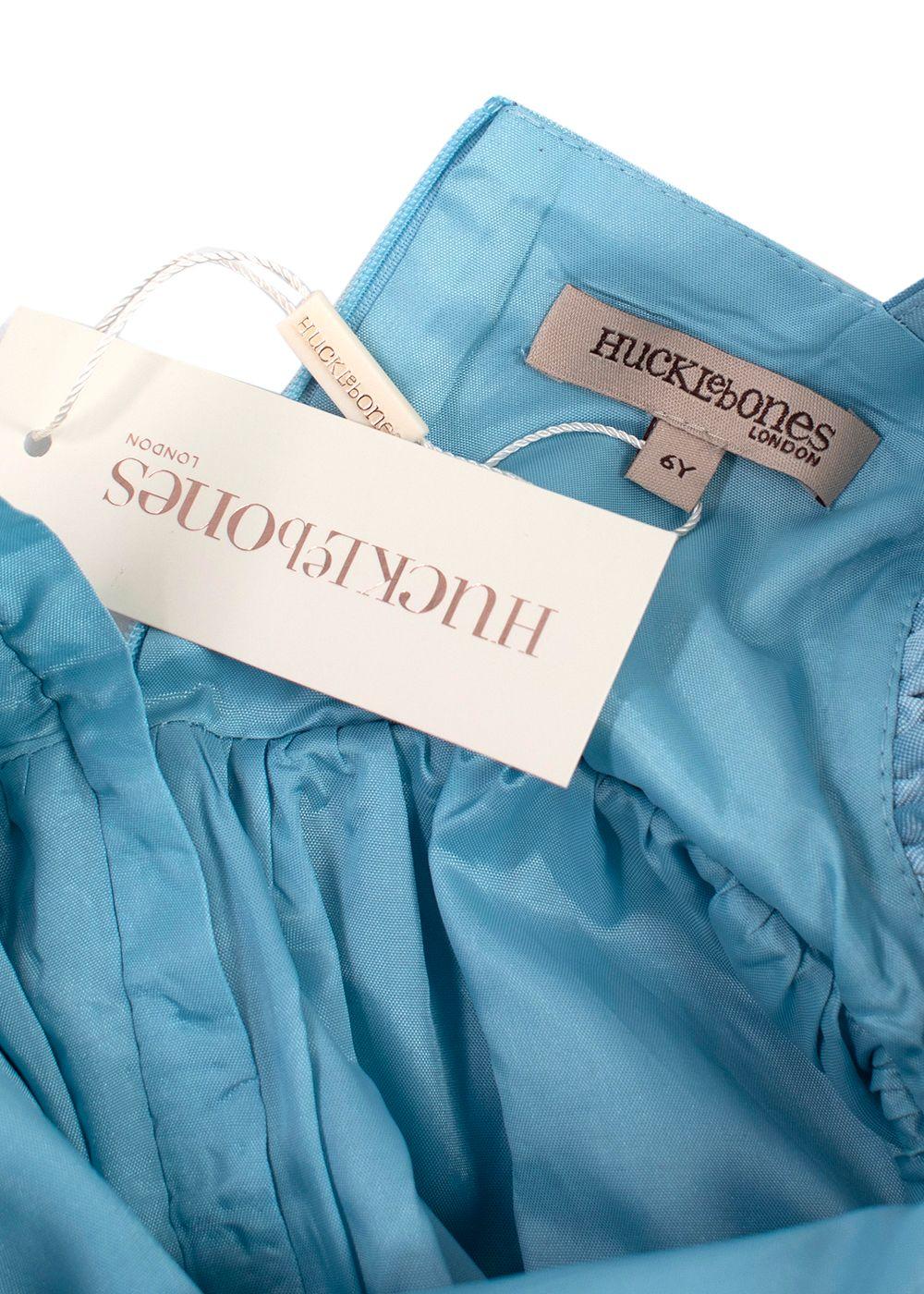 Hucklebones Blue Twisted Sleeve High Low Dress
